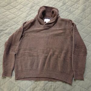 Sun & Stone Brown Nautical Fall  Cozy Thick Cotton Pullover Womens L Sweater